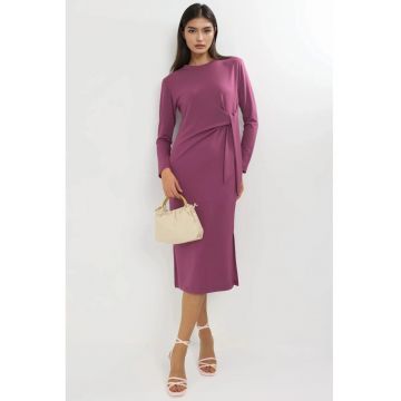 Rochie Midi -  Bersan - maneci lungi - rosu - jerseu