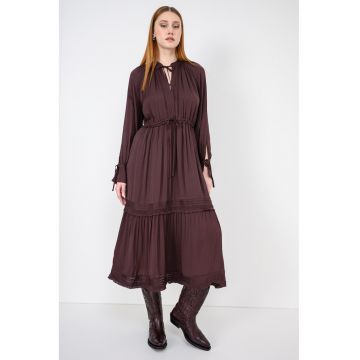 Rochie midi cu cordon in talie