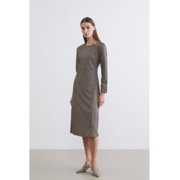 Rochie midi cu model houndstooth