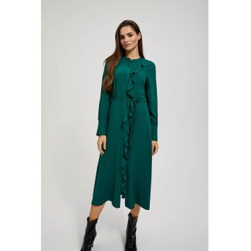 Rochie midi din catifea smarald