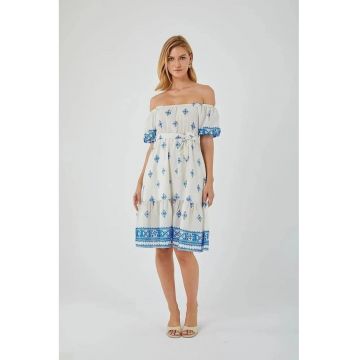 Rochie Midi  florala - albastru - textil