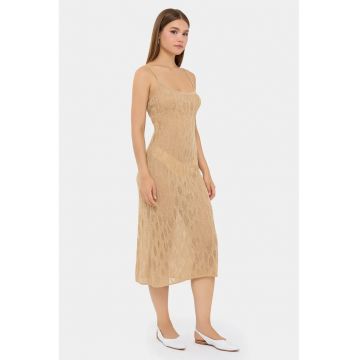 Rochie midi -  Poliester/Viscoza - Bronz natural -