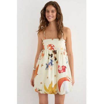 Rochie mini -  Imprimeu - Bej