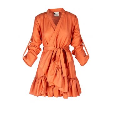 Rochie petrecuta cu mansete late si volan