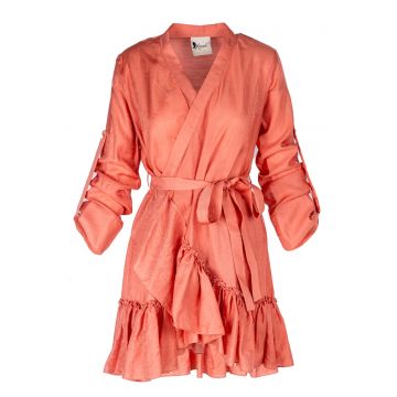 Rochie petrecuta cu mansete late si volan