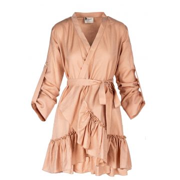 Rochie petrecuta cu mansete late si volan