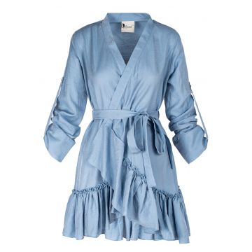 Rochie petrecuta cu mansete late si volan