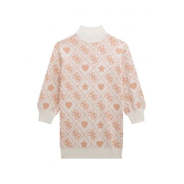 Rochie-pulover din amestec de lana cu model monograma