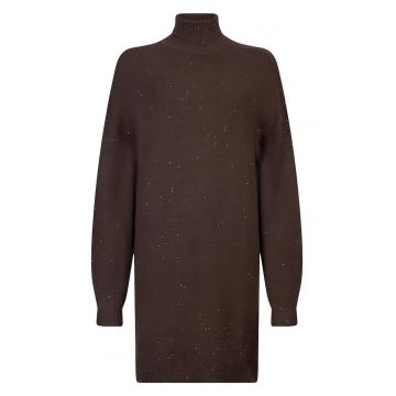 Rochie scurta cu guler inalt si strasuri