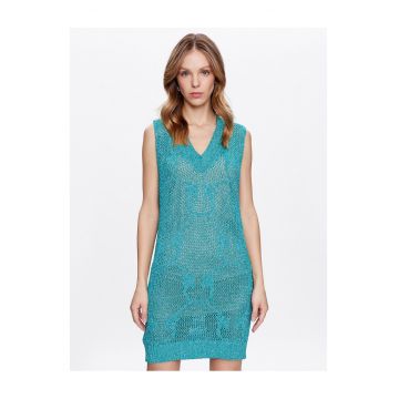 Rochie tricotata de dama  verde - 100% bumbac -