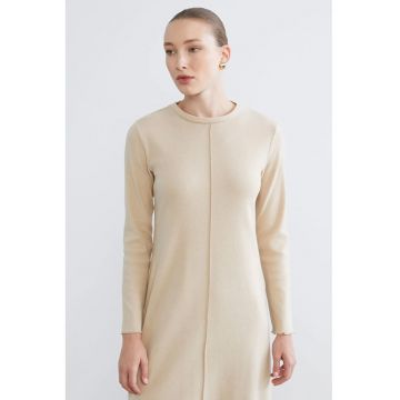 Rochie tricotata fin cu maneci lungi