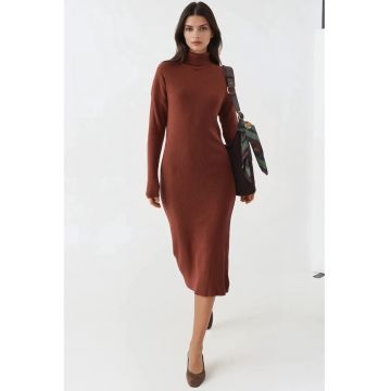 Rochie tricotata -  mulata - maro - tricot -