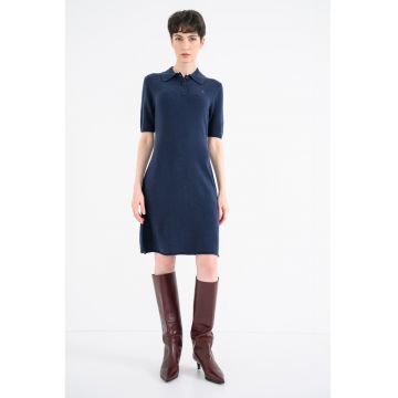 Rochie-triocu din lana cu guler polo