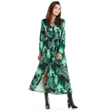 Verde Lunga Rochie Tropical Maneca lunga A324 - 45754