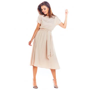 Midi Rochie Maneca scurta - Viscoza Galben A296