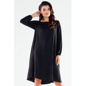 Negru Midi Rochie Maneca lunga - Elegant - Lejer A524