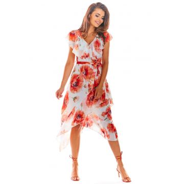 Rochie A308 - Flori rosii