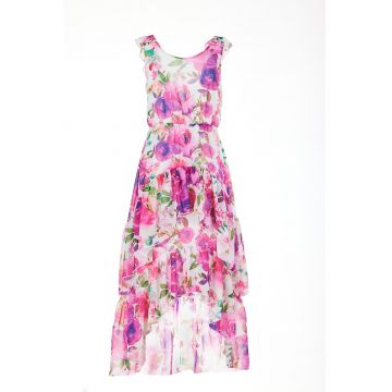 Rochie A500 -  Poliester - Roz/Alb