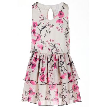 Rochie A501 -  Poliester - Roz/Bej