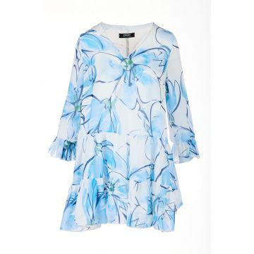 Rochie A507 -  Poliester - Alb/Albastru