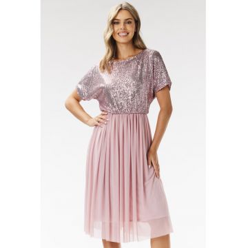 Rochie  A689 - roz - poliester-elastan