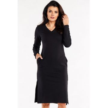 Rochie bodycon din bumbac cu slituri in partile laterale