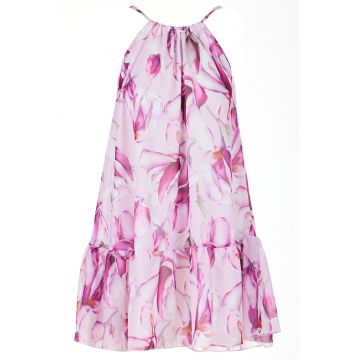 Rochie dama  evazata - poliester - roz -