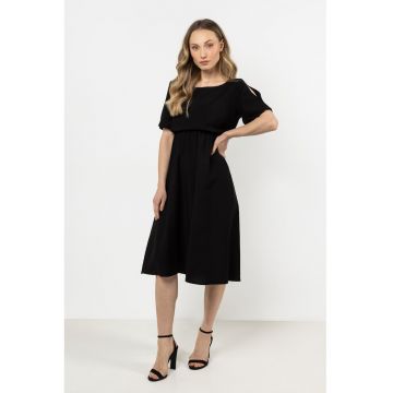 Rochie dama - midi -  neagra - raion/nailon