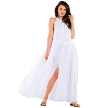 Rochie lunga M263 -  Ajustabila - Alb - Bumbac/Lycra