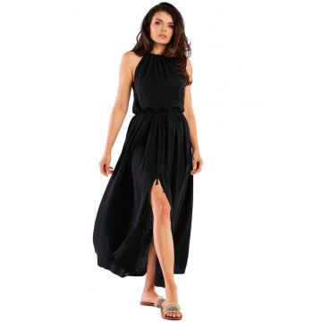 Rochie lunga M263 -  Bumbac/Lycra - Negru