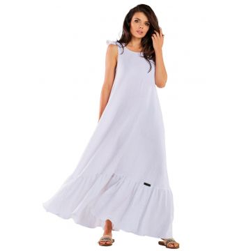 Rochie maxi -  Alb - Bumbac/Lycra M262