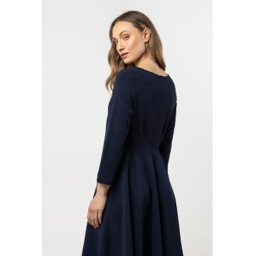 Rochie midi evazata  bleumarin - poliester/elastan