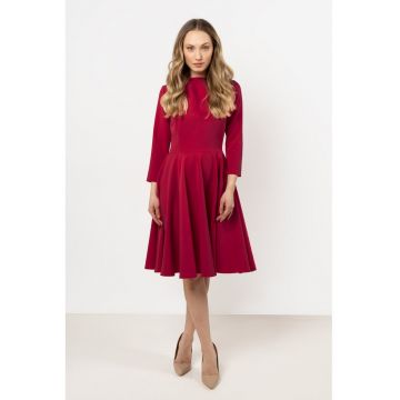 Rochie midi evazata -  poliester-elastan