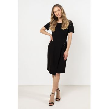Rochie mini creion -  neagra - poliester/elastan