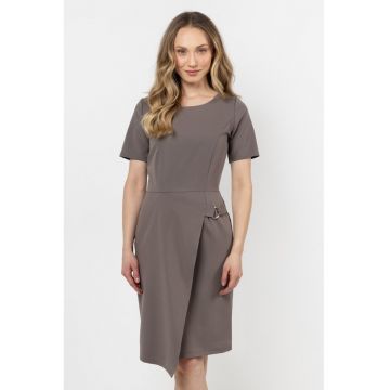 Rochie mini creion -  poliester/elastan - maro