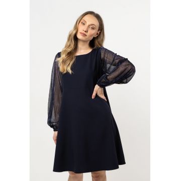 Rochie mini trapez  bleumarin - poliester/elastan