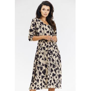 Rochie Rochie dama  poliester - A666 - Inimioare Bej-Negru -