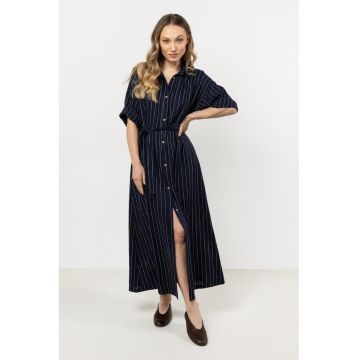 Rochie tip camasa -  A730  - in/viscoza - bleumarin