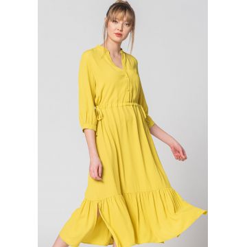 Rochie evazata midi din amestec de matase Teramo