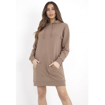 Rochie-hanorac cu snururi si buzunar kangaroo