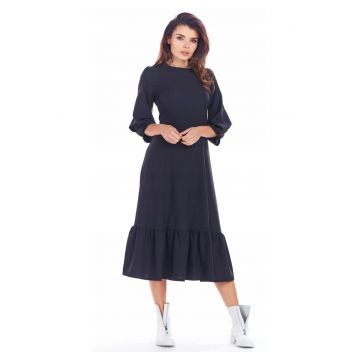 Rochie A345 -  Poliester/Elastan - Negru