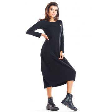 Rochie -  Bumbac/Lycra -Negru