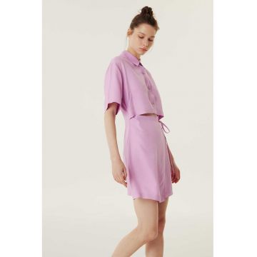 Rochie-camasa din amestec de lyocell cu model 2 in 1 - Roz deschis