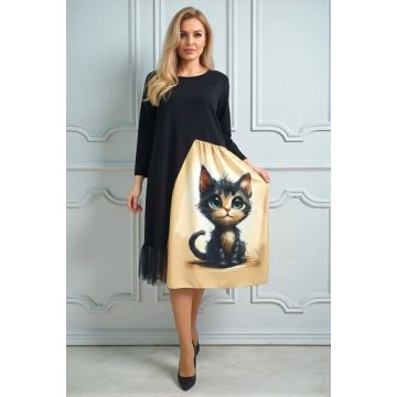 Rochie casual Arty Fiora, cu tull si croi oversize, Little Dreamer, Marime S/M/L