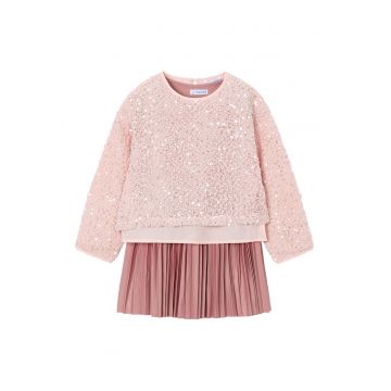 Rochie casual copii -  roz - poliester - fibra metalica