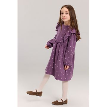 Rochie cu buline si volane - Violet