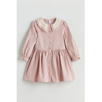 Rochie din bumbac cu maneci lungi si guler Peter Pan