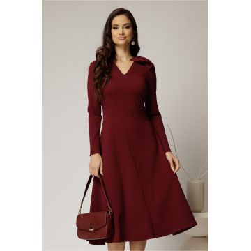Rochie DY Fashion bordo midi cu funda pe umar