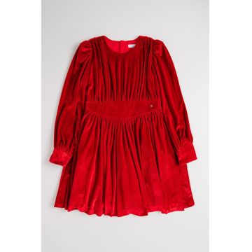 Rochie evazata si catifelata - Rosu vermillion