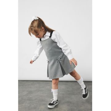 Rochie fara maneci cu croiala in A si funda - Gri inchis